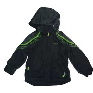 London Fog Boys' Fleece-Lined Hooded Jacket Full Zip Outdoor Black Size L B001